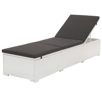 vidaXL Sun Lounger with Cushion Poly Rattan White