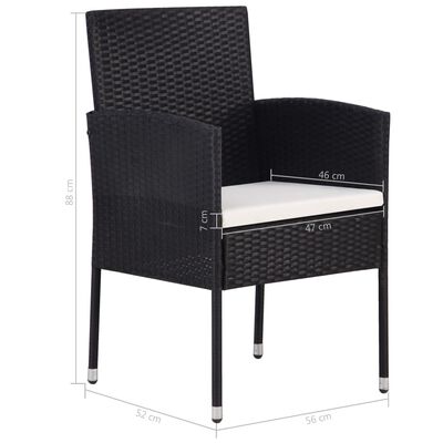 vidaXL Patio Chair 2 pcs Poly Rattan Black