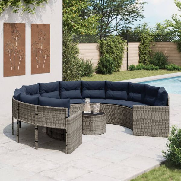 vidaXL Patio Sofa Gray PE rattan Large UV-resistant materials