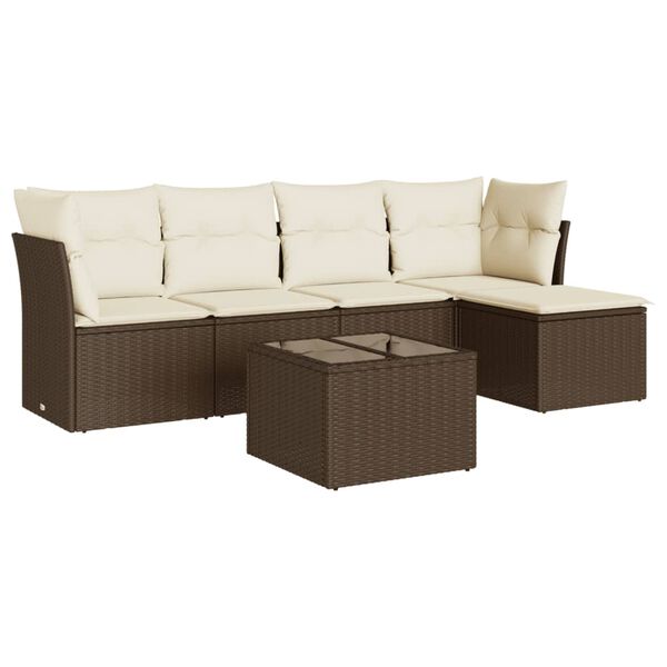 vidaXL Garden Sofa Set Brown, Cream White