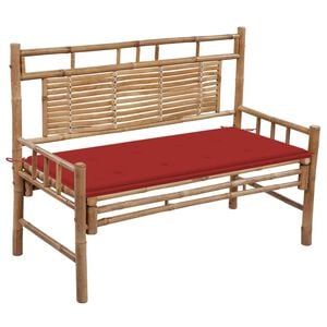 vidaXL Garden Bench Red and Natural Bamboo Bamboo, Polyester 47.2 in