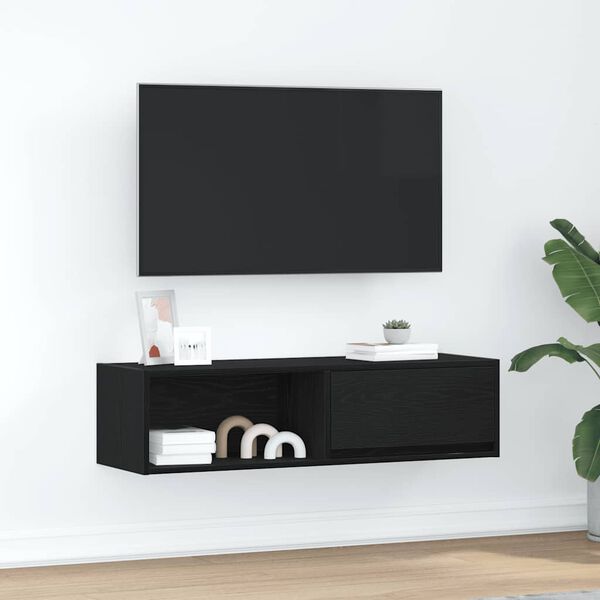 vidaXL TV Cabinet Black Oak Engineered Wood Standard TV Cabinet