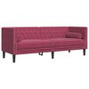 vidaXL 3 Piece Chesterfield Sofa Set with Bolsters Wine Red Velvet