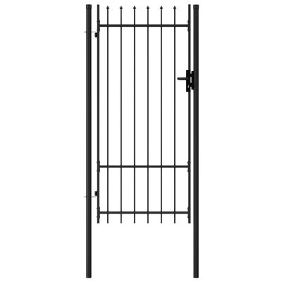 vidaXL Fence Gate Single Door with Spike Top Steel 3.3'x6.6' Black