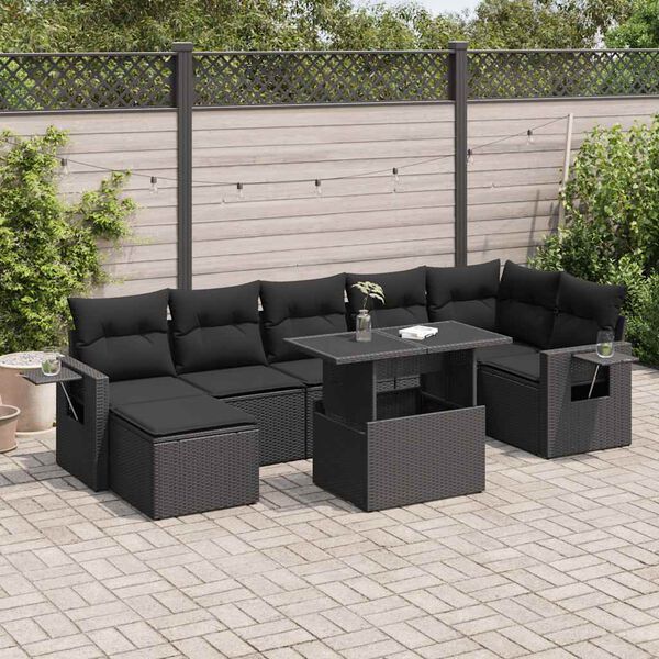 vidaXL Garden Sofa Set Black