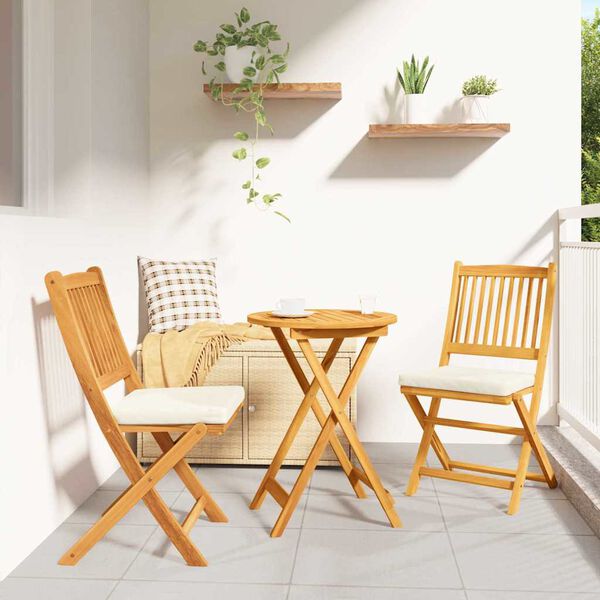 vidaXL Folding Chair 2 pcs White 49 x 57.5 x 92cm Solid Acacia wood