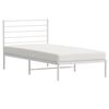 vidaXL Bed Frame White Steel Twin Bed Frame Rectangular
