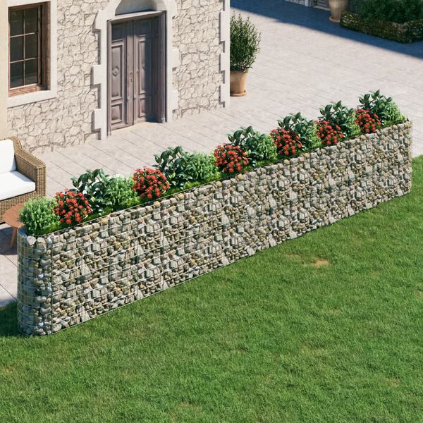 vidaXL Gabion Raised Bed Silver Galvanized iron Large Durable