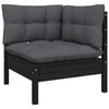 vidaXL Garden Lounge Set Black Solid pine wood, 100% polyester fabric