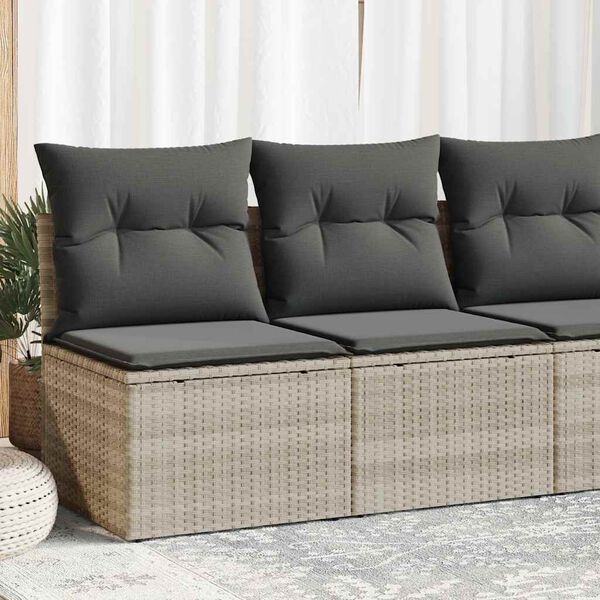 vidaXL Garden Sofa Set Light grey Poly Rattan Standard Modular