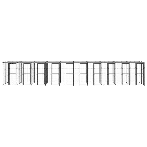 vidaXL Dog Kennel Black and Silver Powder-coated steel and PE Durable