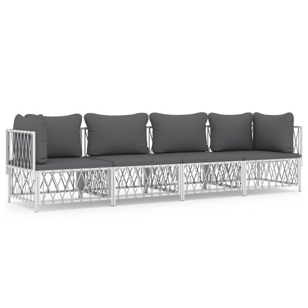 vidaXL Garden Lounge Set White, Dark Grey