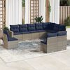 vidaXL 10 Piece Patio Sofa Set with Cushions Gray Poly Rattan