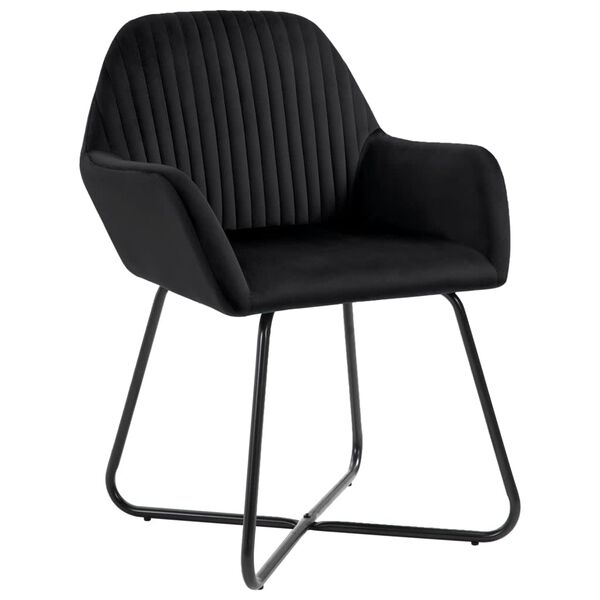 vidaXL Dining Chair Set of 2 Black Velvet, Powder-Coated Steel Standard