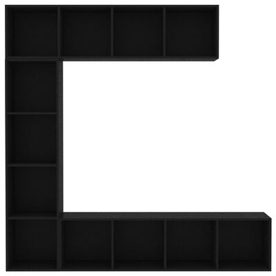 vidaXL 3 Piece Book/TV Stand Set Black 70.9"x11.8"x70.9"