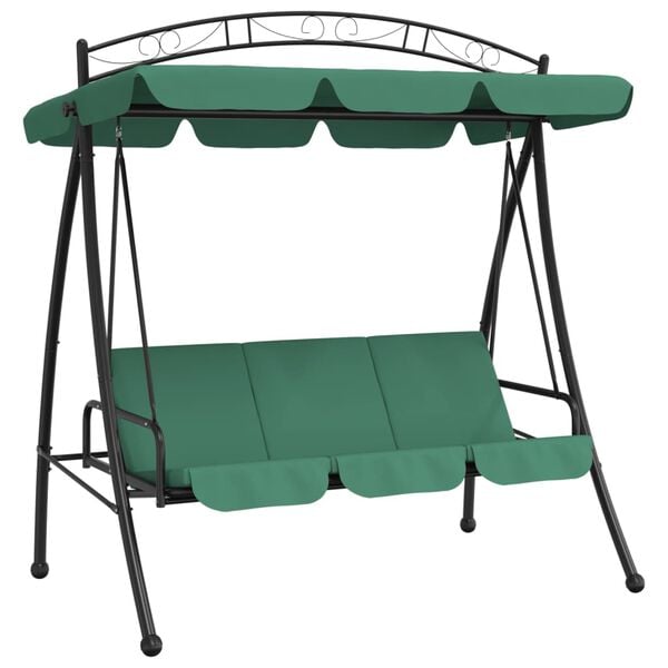 vidaXL Garden Swing Bench Green Powder-coated steel Large