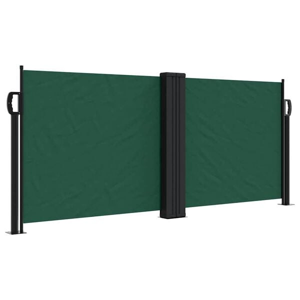 vidaXL Retractable Side Awning Dark Green Polyester with PU coating, Steel