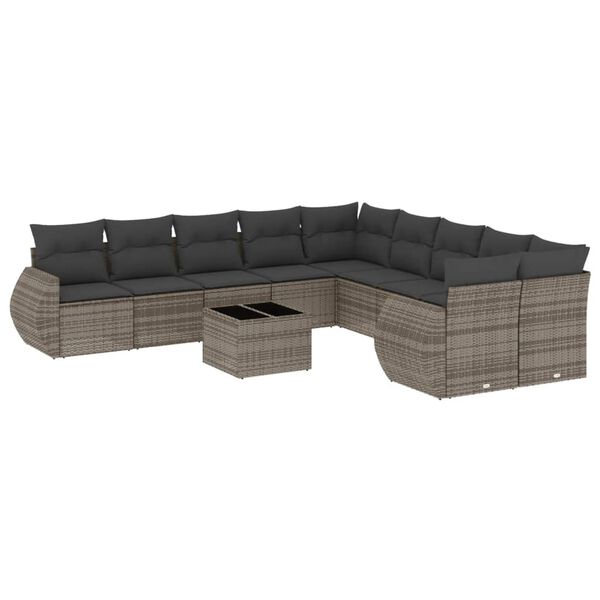 vidaXL Garden Sofa Set Grey PE Rattan Large UV-resistant materials