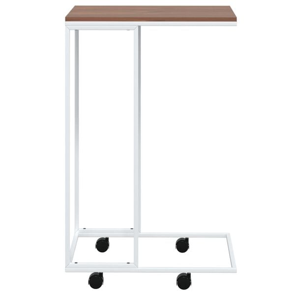 vidaXL Side Table White and Brown Engineered wood, iron Small Portable