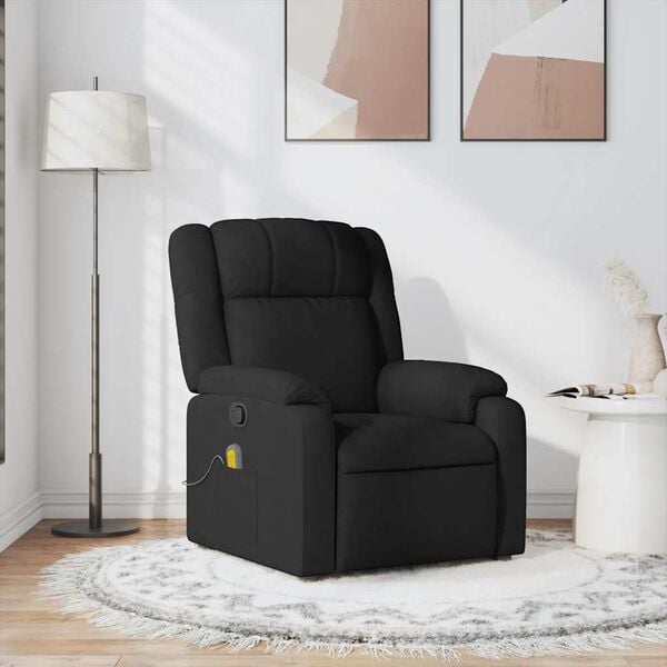 vidaXL Massage Recliner Chair Black Polyester, Metal, Plywood Medium