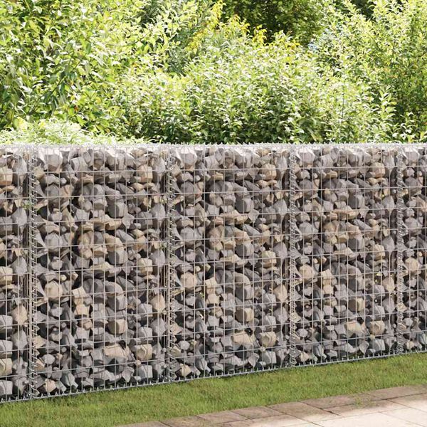 vidaXL Gabion Wall with Covers Galvanized Steel 78.7"x23.6"x39.4"