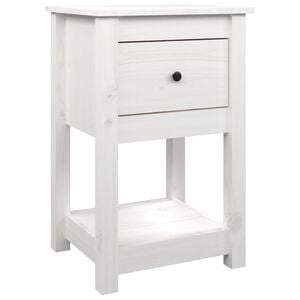 vidaXL Bedside Cabinet White Solid pine wood 15.7 x 13.8 x 24.2 in