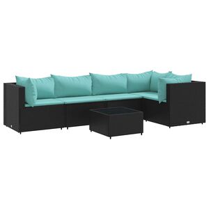 vidaXL Patio Lounge Set Black, Water blue