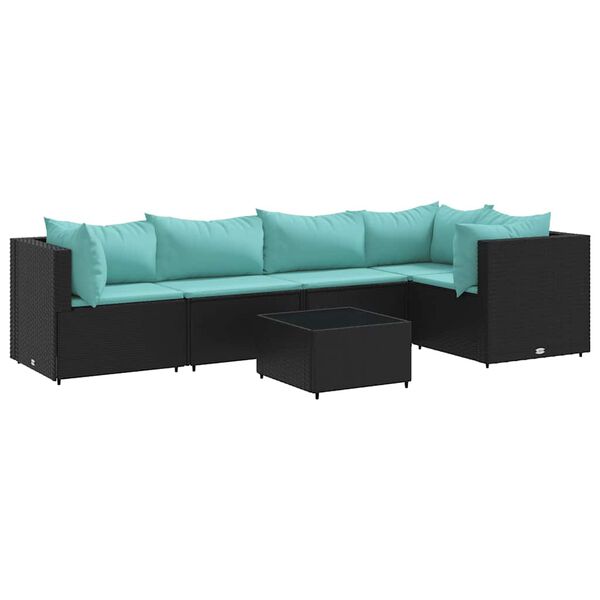 vidaXL Patio Lounge Set Black, Water blue