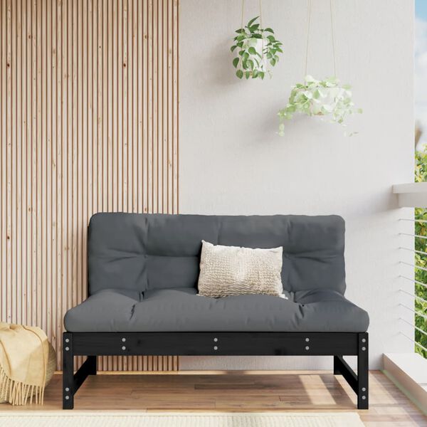 vidaXL Middle Sofa Black Solid pine wood Middle sofa size Modular
