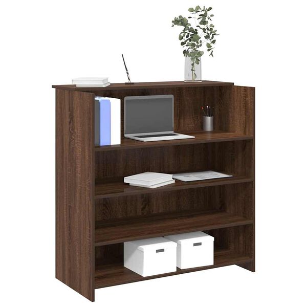 vidaXL Reception Desk Brown Oak Engineered Wood 39.4 x 19.7 x 40.7 in