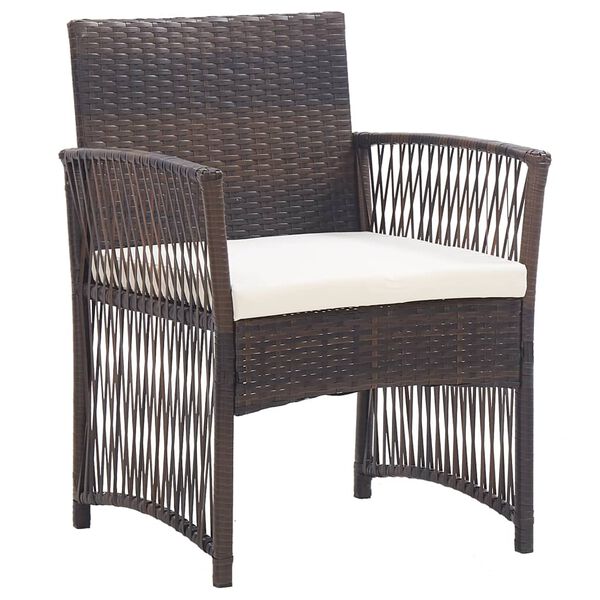 vidaXL Garden Armchair Set of 2 Brown Powder-coated steel Medium