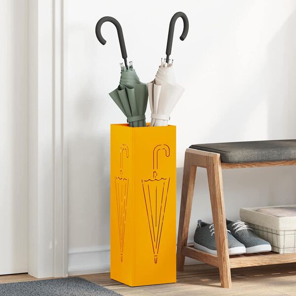 vidaXL Umbrella Stand Mustard 15.5 x 15.5 x 49 cm Metal