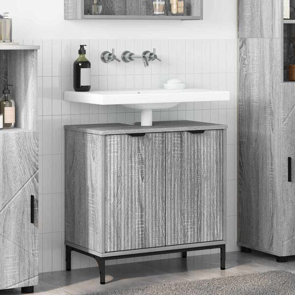 vidaXL Bathroom Sink Cabinet Grey Sonoma 23.82 x 13.19 x 24.02 in