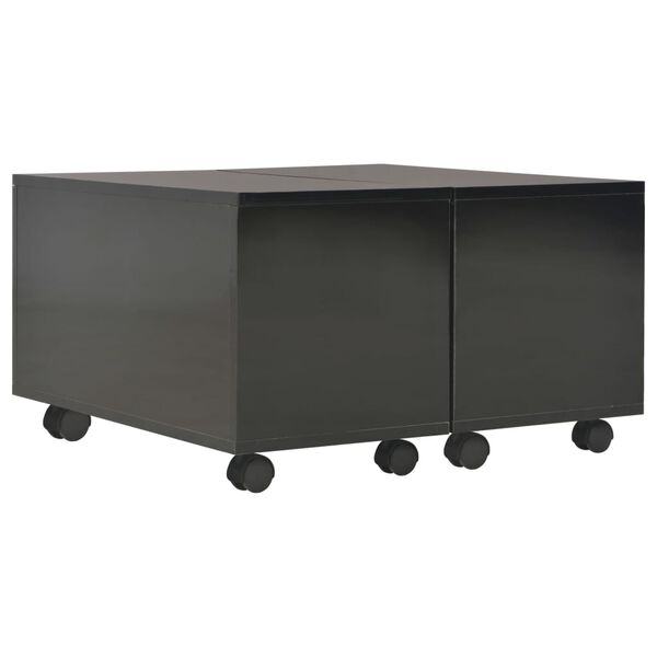 vidaXL Coffee Table High Gloss Black Engineered wood Medium Extendable