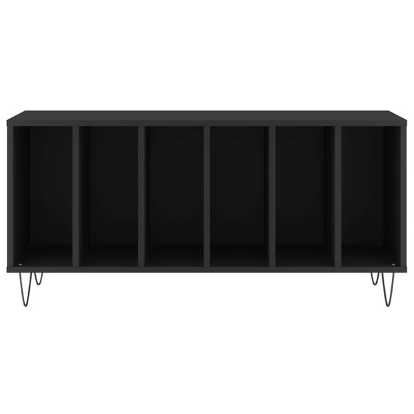 vidaXL Record Cabinet Black Engineered wood, Iron Medium Modern