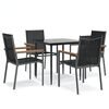 vidaXL 5 Piece Patio Dining Set Black Textilene and Steel