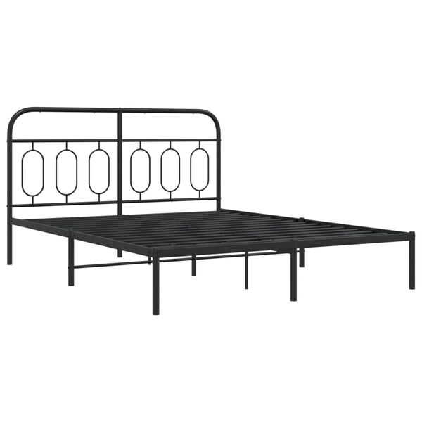 vidaXL Bed Frame Black Steel Double Bed Frame Rectangular Modern
