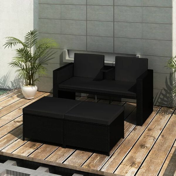 vidaXL Garden Lounge Set Black
