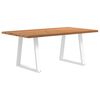 vidaXL Dining Table Light Brown, White Solid Oak Wood, Powder-Coated Steel