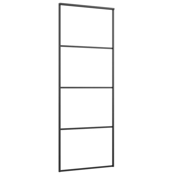 vidaXL Sliding Door Aluminum and ESG Glass 29.9"x80.7" Black