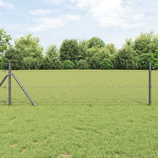 vidaXL Hexagon Fence Gray 0.4 x 50 m Steel