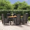 vidaXL Garden Dining Set Black Poly Rattan, Acacia wood, Powder-Coated Steel