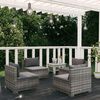 vidaXL Garden Lounge Set Grey PE rattan, powder-coated steel, plastic