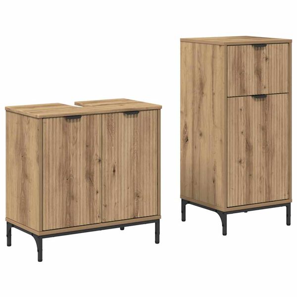 vidaXL Bathroom Furniture Set 2 pcs artisan oak Engineered wood