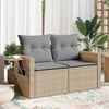 vidaXL Garden Sofa Beige Poly Rattan, Powder-Coated Steel 2-seater