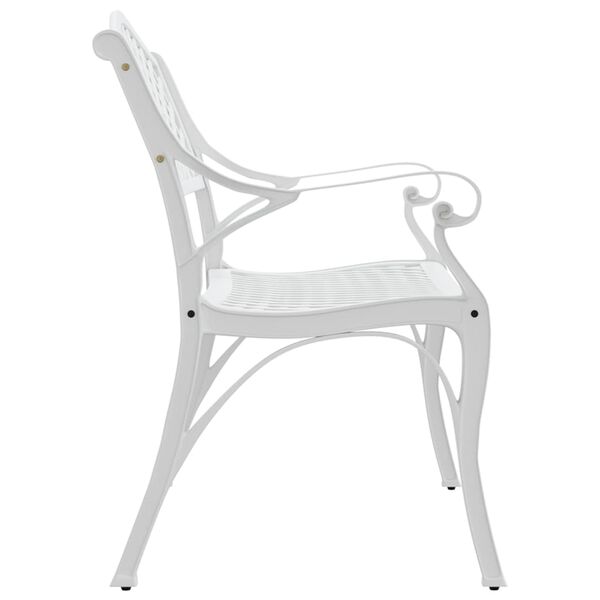 vidaXL Garden Bench White Cast Aluminum, Cast Iron Medium Durable
