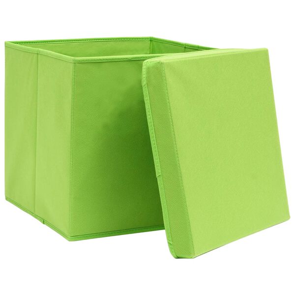 vidaXL Storage Box Set of 4 Green Non-woven fabric Medium Foldable