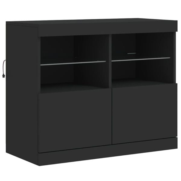 vidaXL Sideboard Black Engineered wood, Glass Medium Sideboard