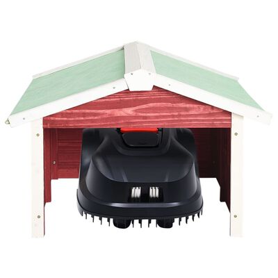 vidaXL Robotic Lawn Mower Garage 28.3"x34.3"x19.7" Red and White Firwood