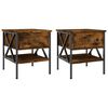 vidaXL Bedside Table Set of 2 Smoked Oak Engineered Wood, Iron Medium